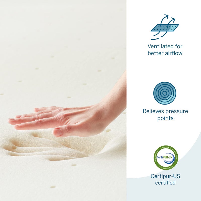 LUCID 2 Inch Traditional Foam Mattress Topper â€“ Ventilated & Breathable â€“ Conforming Support â€“ Twin size - Image 2